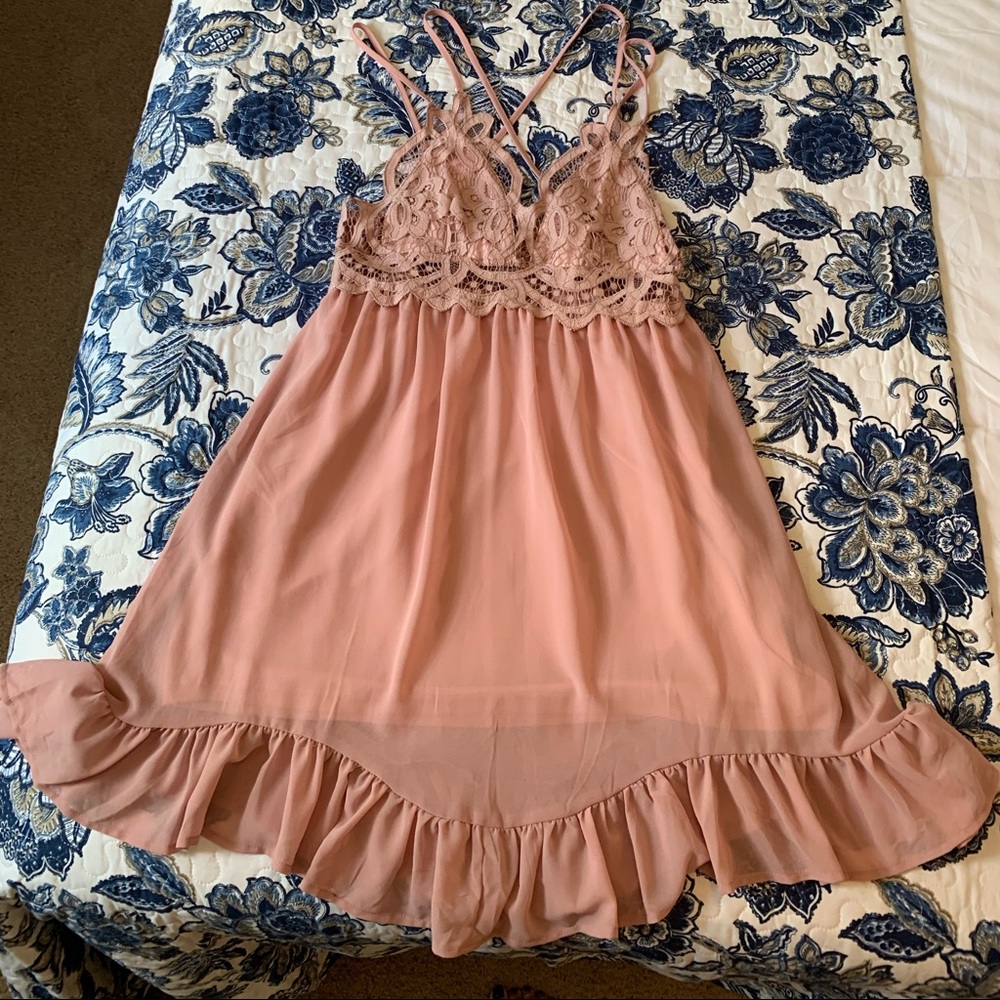 Cross Cross Back Lace Dress